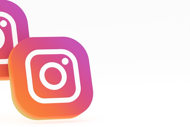 Foto rendering 3d del logo dell'applicazione instagram su sfondo bianco