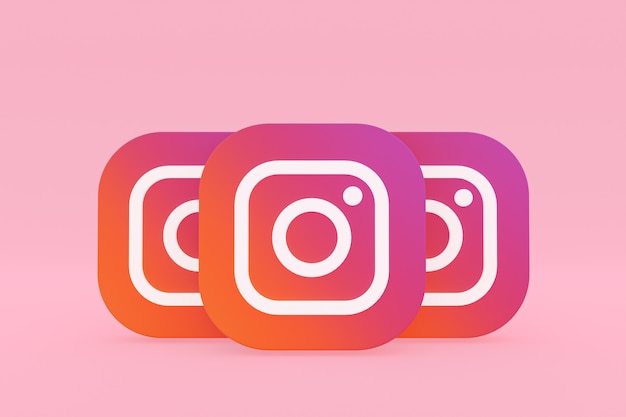 Photo instagram application logo rendering on pink