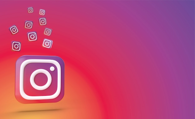 instagram backgraund 3d 렌더링, 소셜 미디어 로고