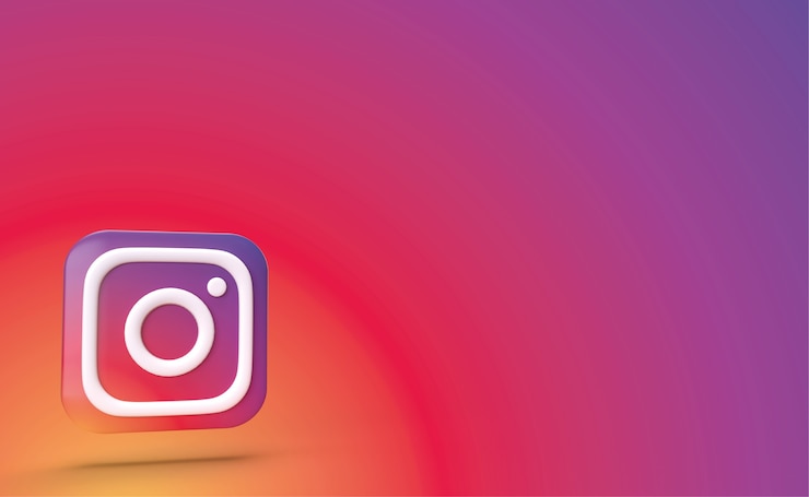 Foto instagram backgraund 3d render, social media-logo
