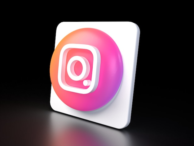 Instagram cirkel knoppictogram 3d Premium foto 3D glanzende matte weergave