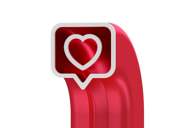 Instagram heart icon on a red pin isolated on white background 3D Illustration