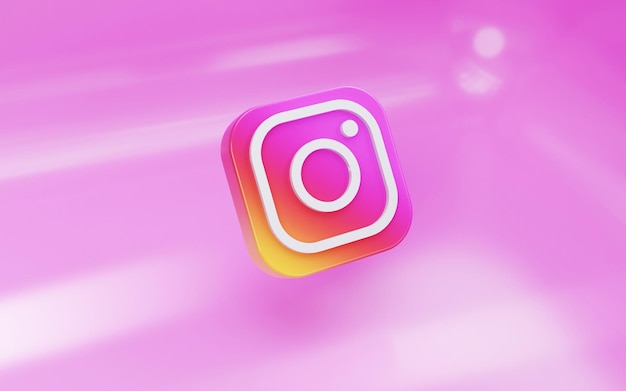 Баннер со значком Instagram, концептуальный 3d-рендеринг.