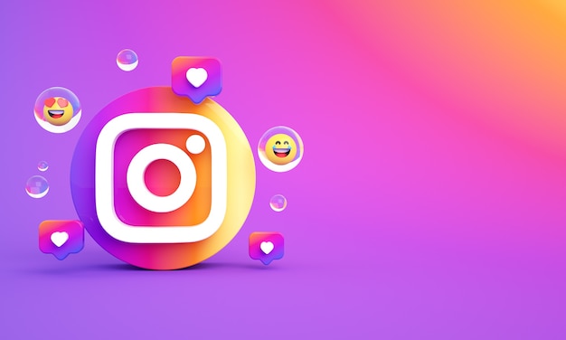 Instagramアイコンロゴコピースペースプレミアム写真