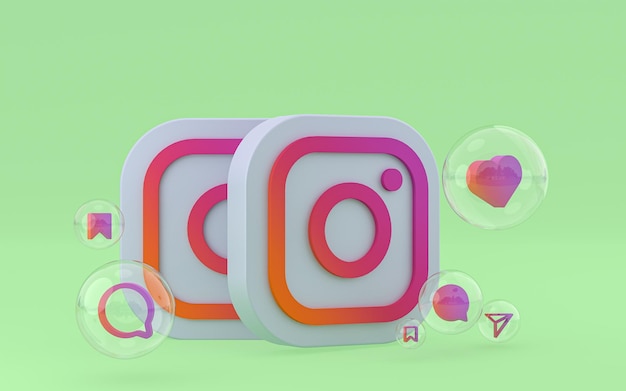 Значок instagram на экране смартфона или мобильного телефона 3d визуализация