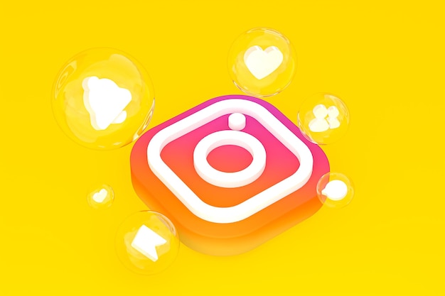 Значок instagram на экране смартфона или мобильного телефона 3d визуализация