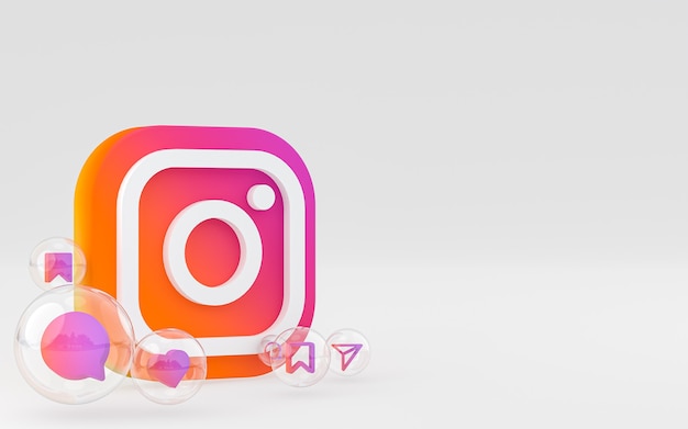 Instagram icon on screen smartphone or mobile and instagram reactions 3d render