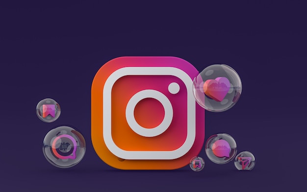 Instagram icon on screen smartphone or mobile and instagram reactions 3d render