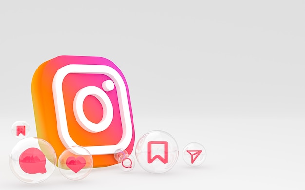 Instagram icon on screen smartphone or mobile and instagram reactions love render