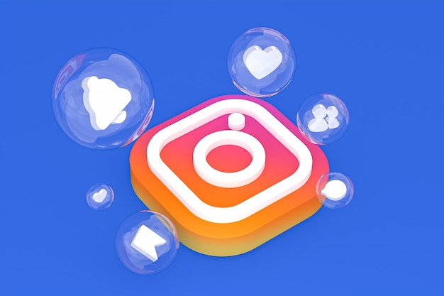 Photo instagram icon on screen smartphone or mobile phone 3d render