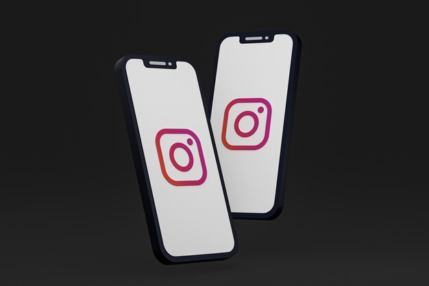 Instagram icon on screen smartphone or mobile phone 3d render
