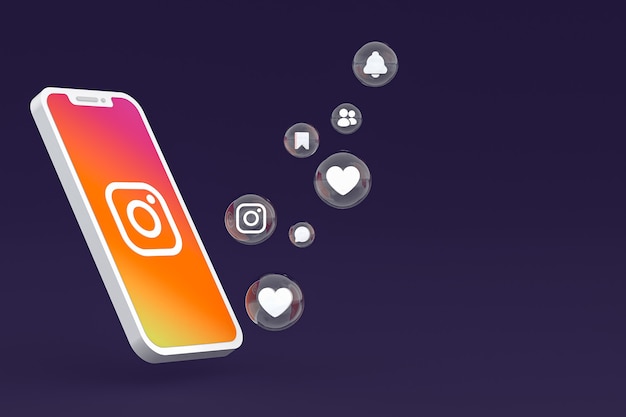 Instagram icon on screen smartphone or mobile phone 3d render