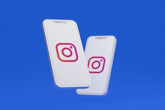 Значок Instagram на экране смартфона или мобильного телефона 3d визуализации