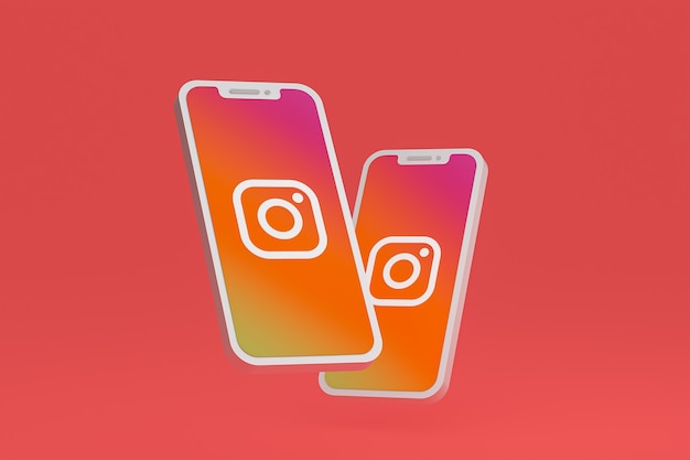 Icona di instagram sullo schermo dello smartphone o del telefono cellulare 3d render