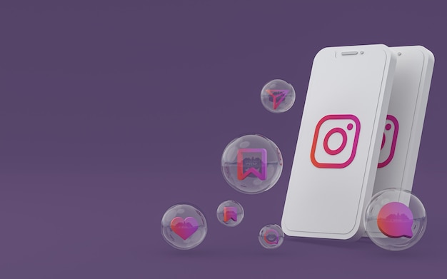 Значок Instagram на экране смартфона или мобильного телефона 3d визуализации