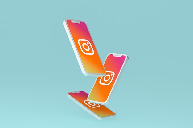 Instagram icon on screen smartphone or mobile phone 3d render