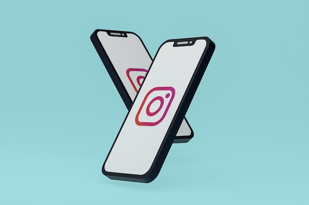 Instagram icon on screen smartphone or mobile phone 3d render