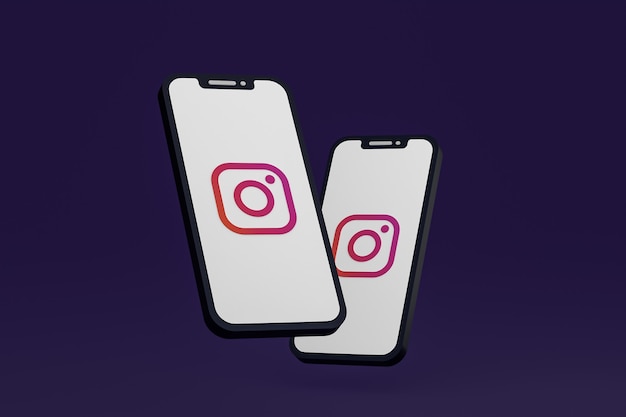 Icona di instagram sullo schermo dello smartphone o del telefono cellulare 3d render