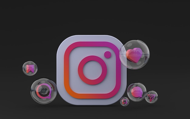 화면 스마트폰 또는 휴대 전화 3d 렌더링에 Instagram 아이콘