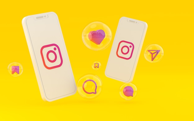 Instagram icon on screen smartphone or mobile phone 3d render