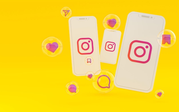 Instagram icon on screen smartphone or mobile phone 3d render