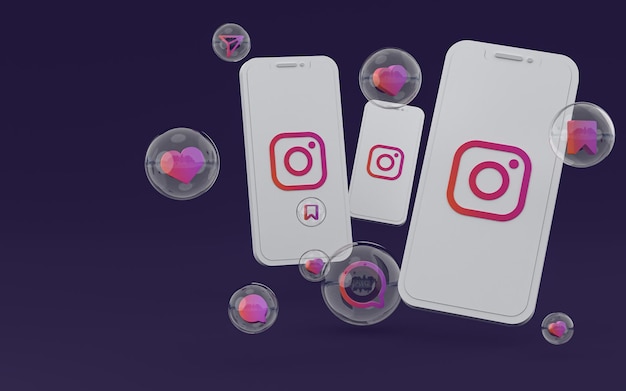 Instagram icon on screen smartphone or mobile phone 3d render