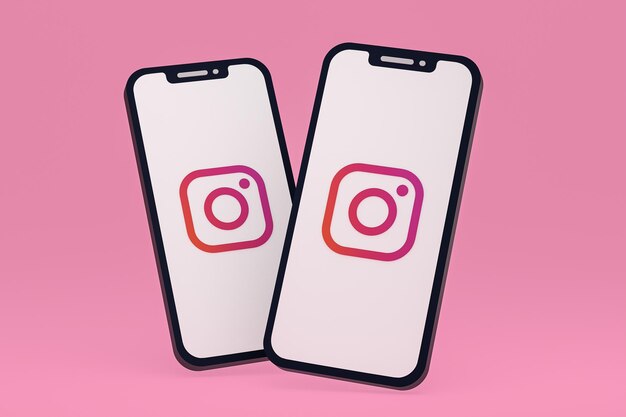 Instagram icon on screen smartphone or mobile phone 3d render