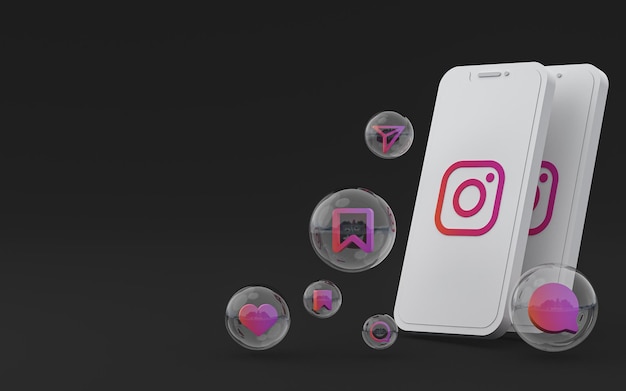 Instagram icon on screen smartphone or mobile phone 3d render