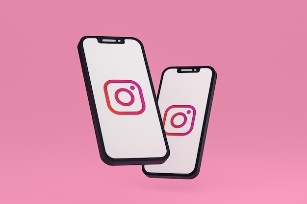 Значок Instagram на экране смартфона или мобильного телефона 3d визуализация