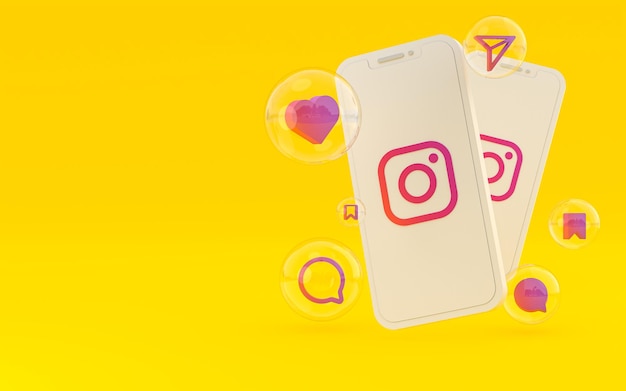 Instagram icon on screen smartphone or mobile phone 3d render