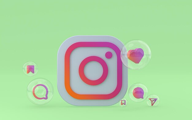 Значок Instagram на экране смартфона или мобильного телефона 3d визуализация