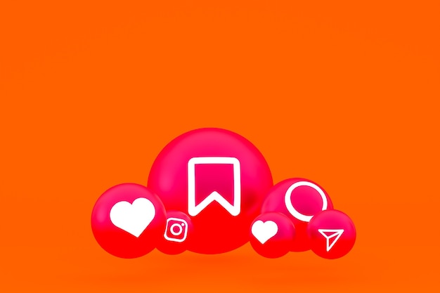 写真 instagramのアイコンはオレンジ色の背景に3dレンダリングを設定します