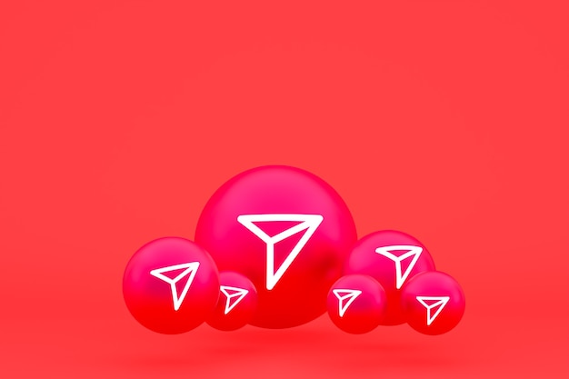 Instagram icon set 3d rendering on red background