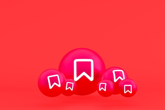 Foto l'icona di instagram imposta il rendering 3d su sfondo rosso