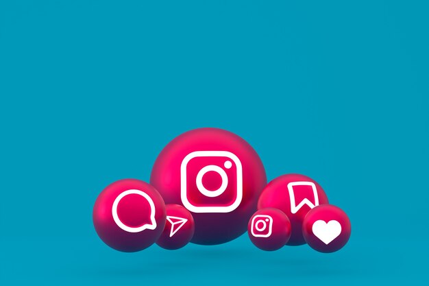 Instagram icon set rendering on blue