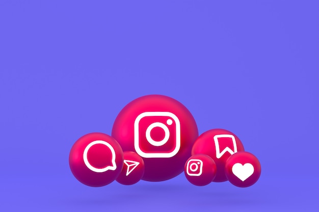 Instagram icon set  rendering on purple background