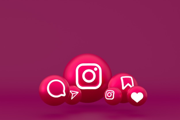 Instagram icon set  rendering on red background