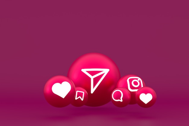 Instagram icon set rendering on red