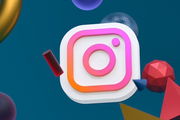 Instagram ig logo on abstract geometric background