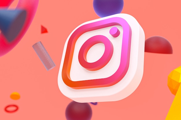 Логотип instagram ig на абстрактном геометрическом фоне