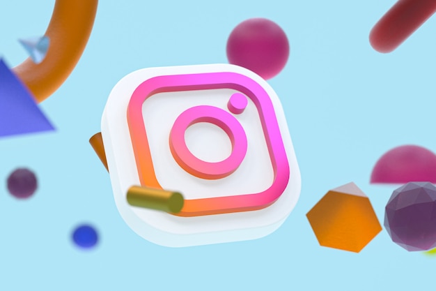 Photo instagram ig logo on abstract geometric background