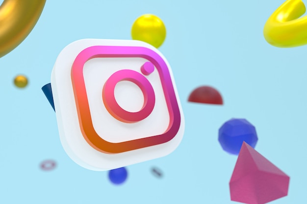 Логотип instagram ig на абстрактном геометрическом фоне