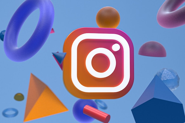 Логотип instagram ig на фоне абстрактной геометрии