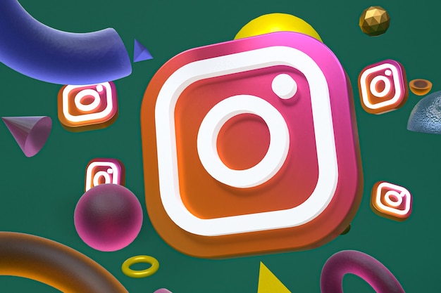 Instagram ig logo on abstract geometry background