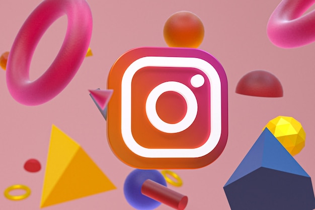 Логотип instagram ig на абстрактной геометрии