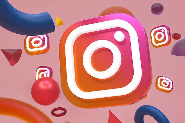 Photo instagram ig logo on abstract geometry