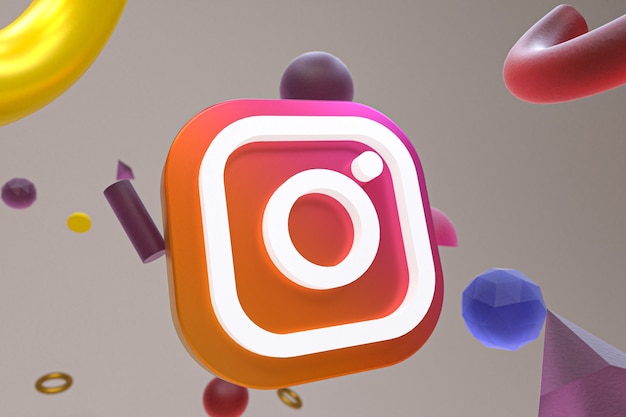 Логотип instagram ig на абстрактной геометрии