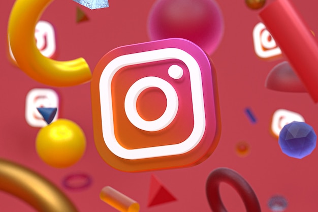 Instagram ig logo on abstract geometry