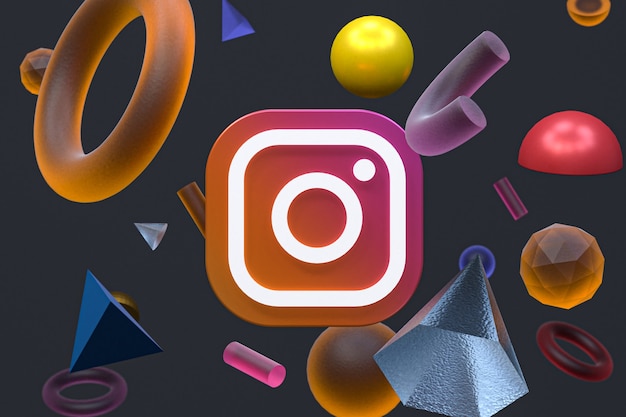 Instagram ig logo on abstract geometry