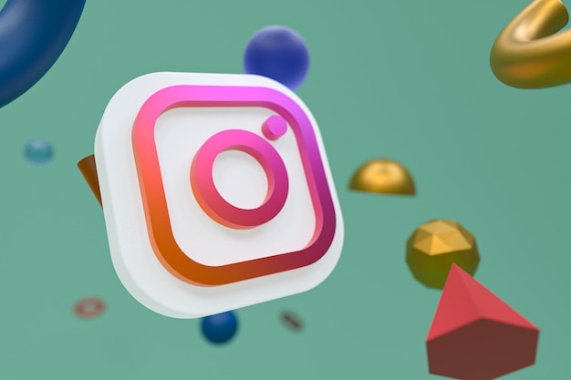 Логотип instagram ig на абстрактной геометрии